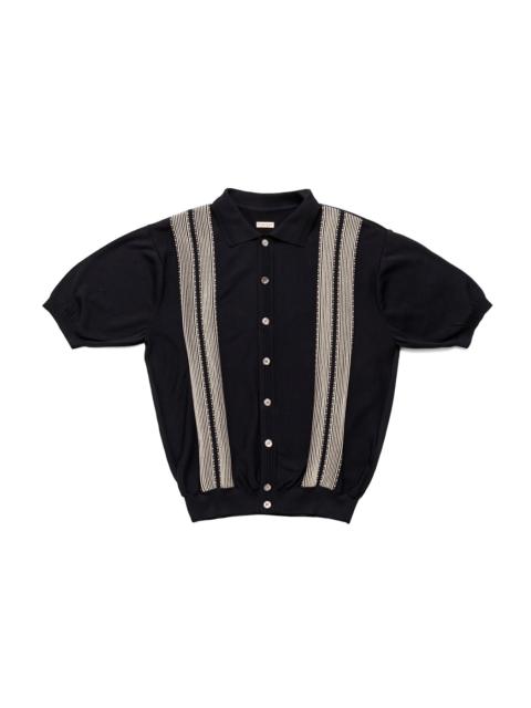 Kapital 14G Cotton Knit OYSTER Aloha Polo - Black