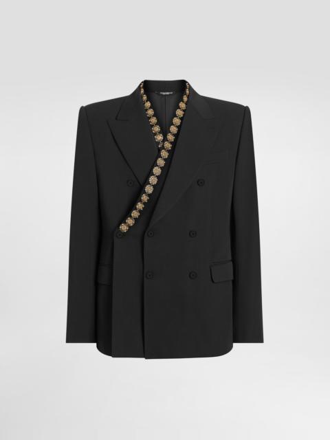 Dolce & Gabbana Double-breasted sicilia bistrecht wool canvas jacket