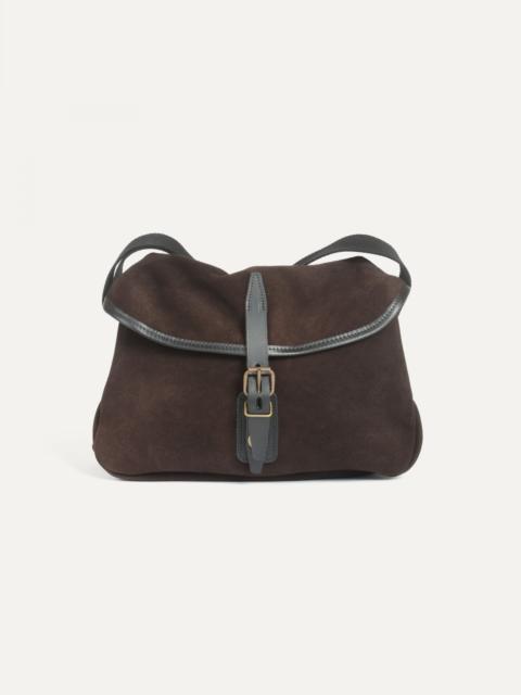 Bleu de Chauffe MUSETTE XS FISHERMAN'S BAG / SUEDE - DARK BROWN
