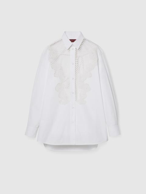 Cotton poplin shirt with embroidery