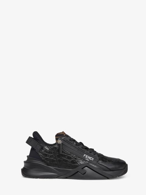 FENDI Black caiman low-tops