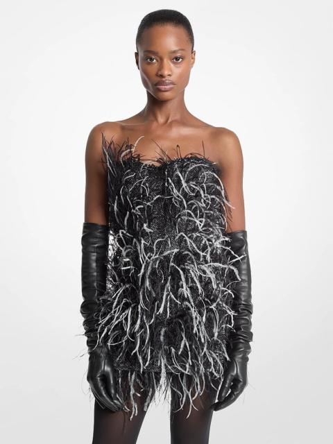 MICHAEL KORS COLLECTION Hand-Embroidered Feather Tweed Dress