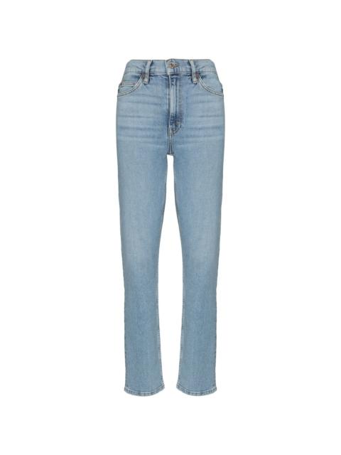 high-waisted straight-leg jeans