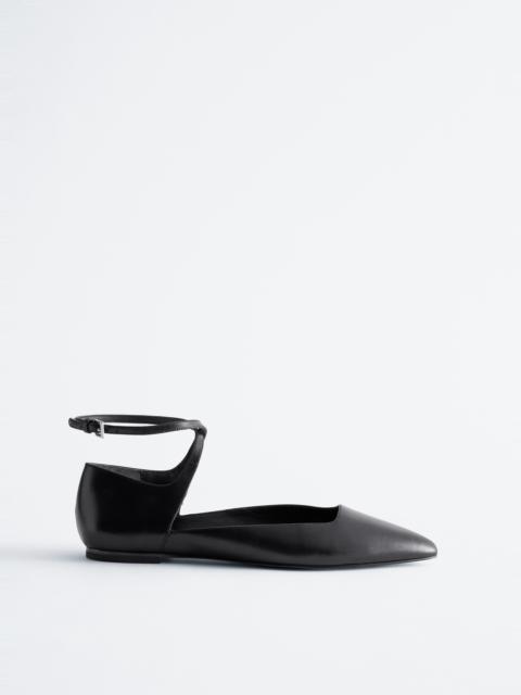 & Other Stories Leather Cross-Strap Ballet Flats