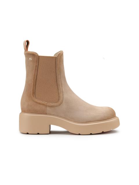 Santoni Women's beige suede Easy ankle boot