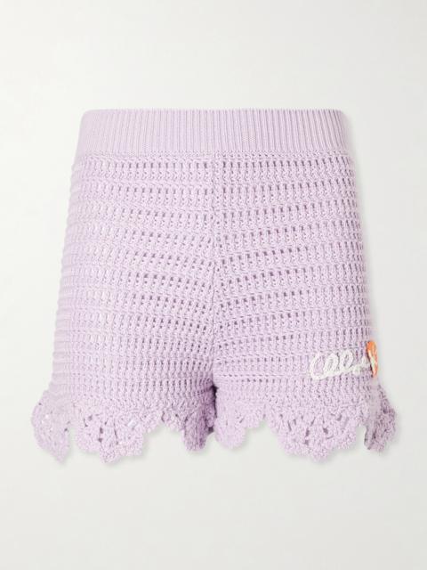 Chloé Appliquéd Crocheted Cotton Shorts