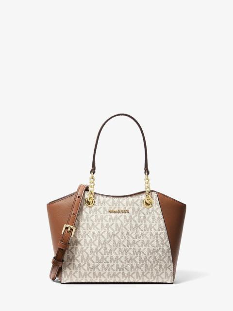 MICHAEL KORS Jet Set Travel Small Signature Logo and Smooth Tote Bag