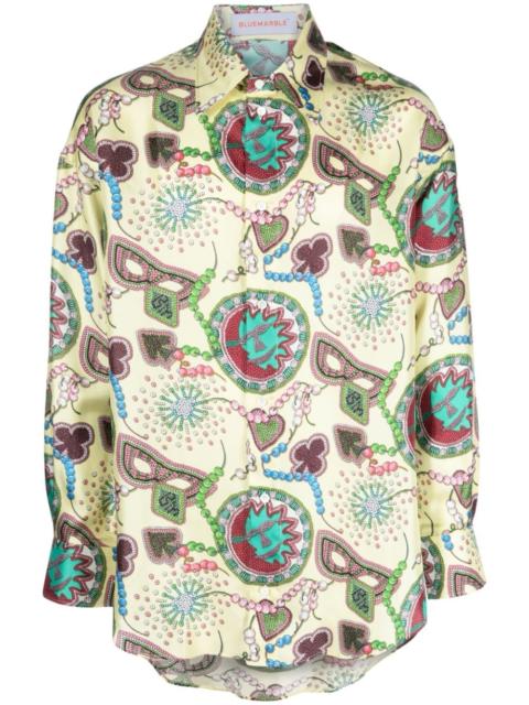 graphic-print silk shirt