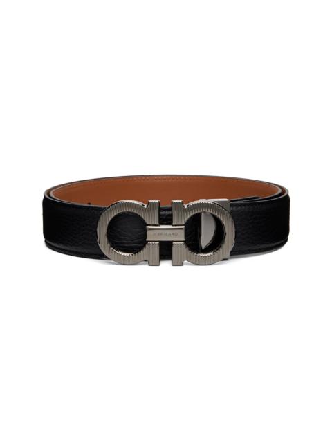 FERRAGAMO Black Reversible & Adjustable Gancini Belt