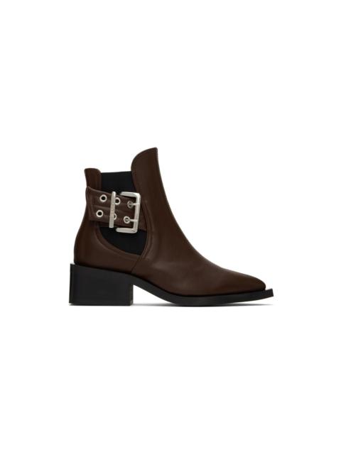 GANNI Brown Feminine Buckle Chelsea Boots