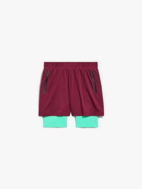 BALENCIAGA Men's Techwear Shorts in Burgundy/aqua