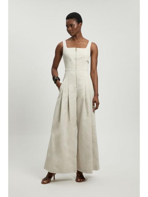 KAREN MILLEN Premium Linen Zip Detail Jumpsuit