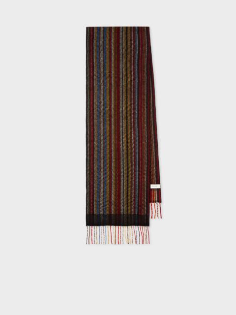 'Signature Stripe' Herringbone Wool-Cashmere Scarf