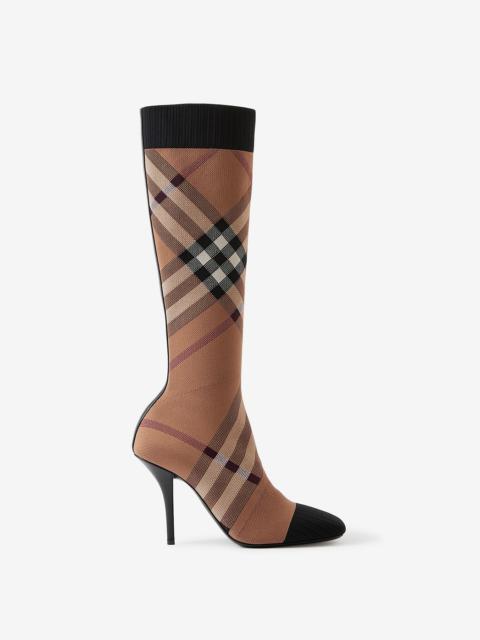 Burberry Knitted Check Sock Boots