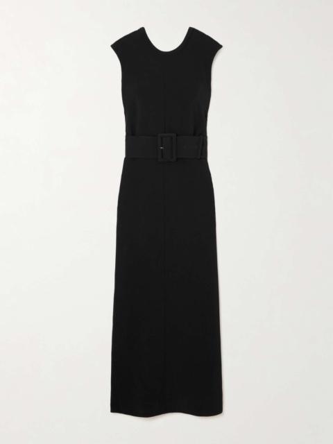 Another Tomorrow Belted crepe midi dress