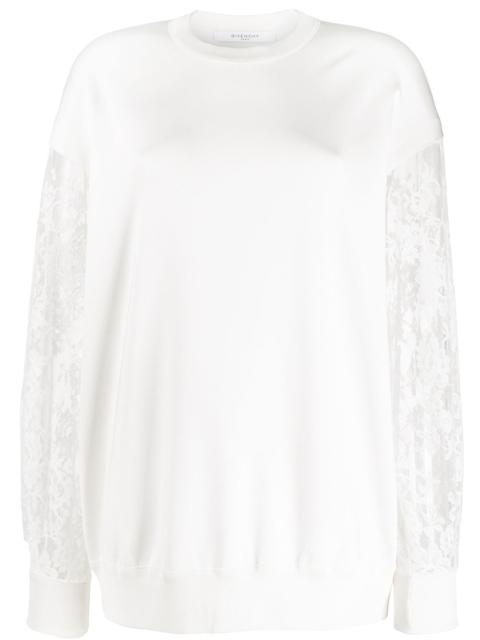 lace sleeve sweatshirt