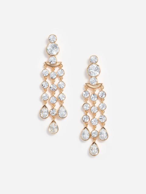 self-portrait Gold Crystal Tiered Droplet Earrings