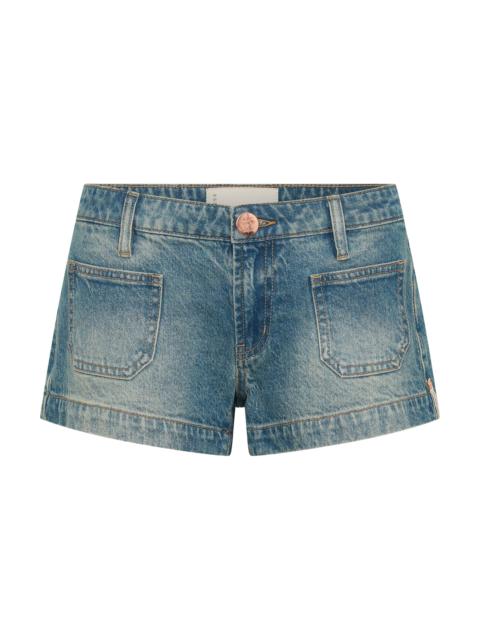 ONE TEASPOON Retro Dukes Low Waist Mini Denim Shorts - Texas Blue