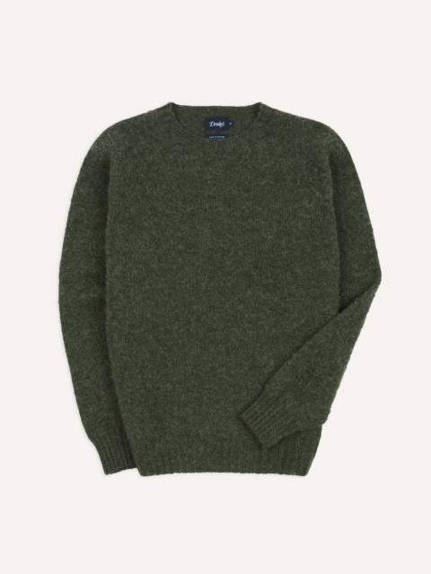 Drake's Seaweed Brushed Shetland Crew Neck Jumper