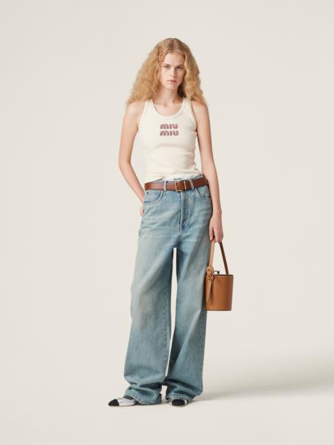 Miu Miu Ribbed jersey top