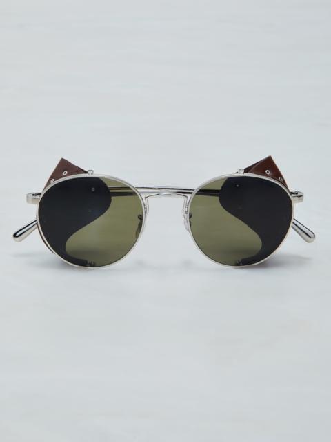 Brunello Cucinelli Cesarino metal sunglasses with leather side shield