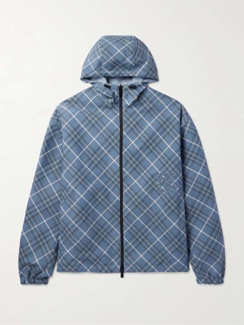 Burberry Oversized Reversible Logo-Appliquéd Checked Gabardine and Nylon Hooded Jacket
