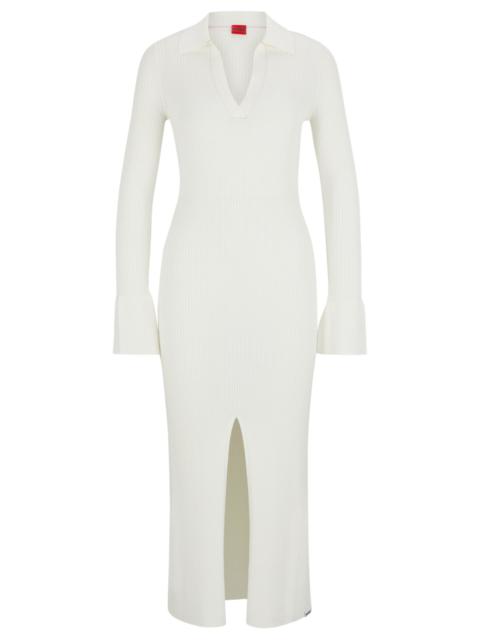HUGO FRONT-SLIT POLO DRESS IN RIBBED CREPE