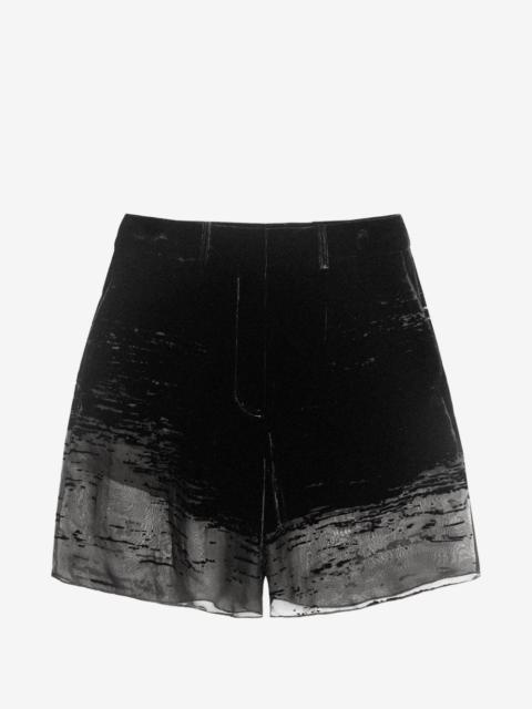 GRACE LING Glitch semi-sheer shorts