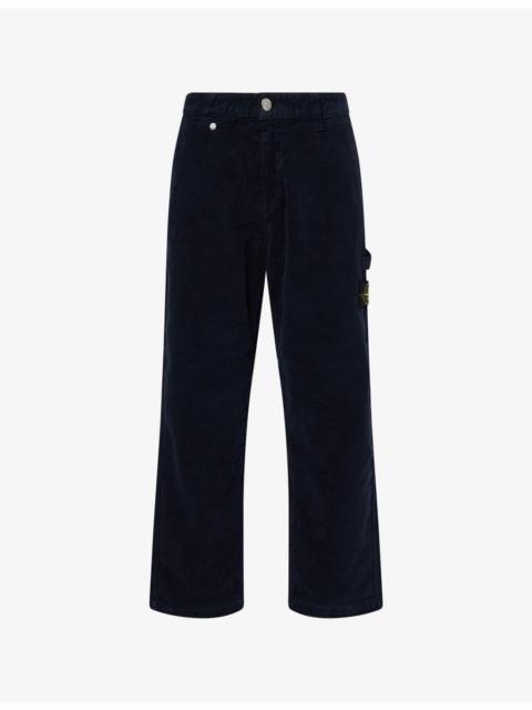 Stone Island Moleskin Logo-Badge Straight-Leg Cotton Trousers