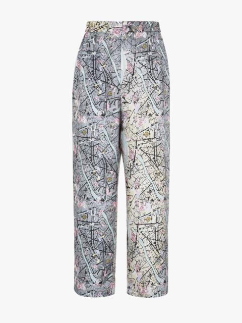 FENDI Gray silk trousers