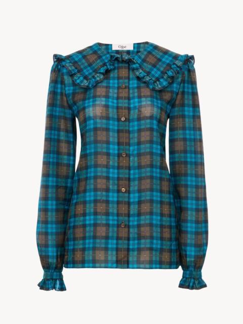 Chloé RUFFLED LAVALLIÈRE BLOUSE IN CHECK SILK HABOTAI