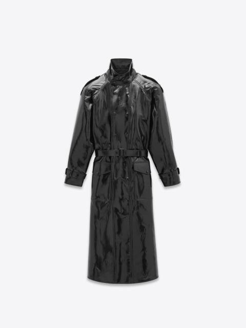 SAINT LAURENT trench coat in vinyl-bonded denim