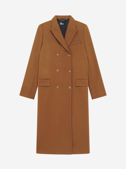 The Kooples LONG DOUBLE-BREASTED CAMEL WOOL COAT