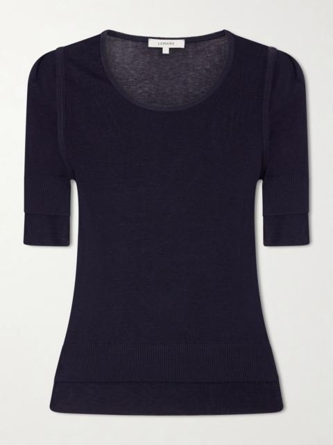Lemaire Trompe l'oeil knitted T-shirt Navy