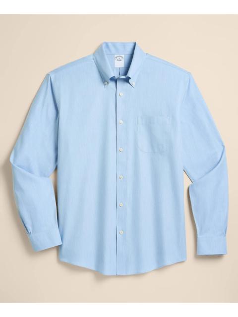Brooks Brothers Stretch Supima® Cotton Non-Iron Twill Polo Button Down Collar, Heathered Sport Shirt