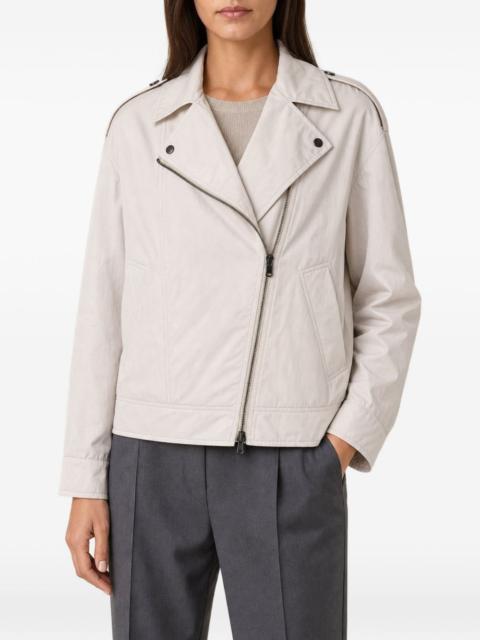 Brunello Cucinelli asymmetrical zip-up biker jacket