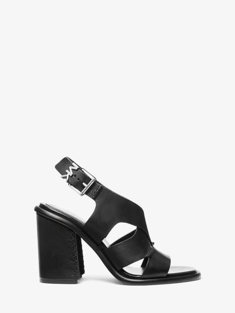 MICHAEL KORS Raven Leather Block Heel Sandal