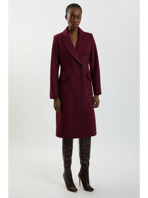 KAREN MILLEN Petite Wool Fitted Double Breasted Tailored Midi Coat