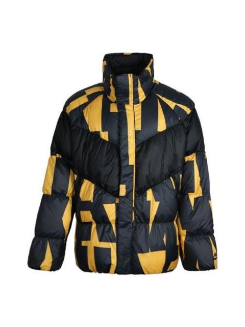 Nike Splicing Stay Warm Windproof Stand Collar Sports Down Jacket Yellow Black Colorblock 928890-752