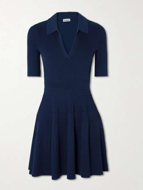 SIMKHAI Patricia ribbed-knit mini dress Navy