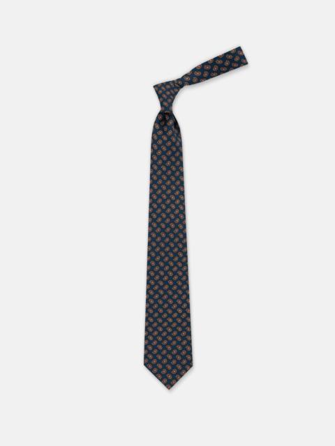 J. PRESS MADE-IN-ENGLAND NAVY PRINTED PINE IRISH POPLIN TIE