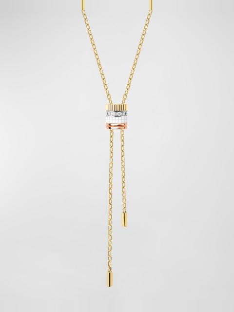 Boucheron Quatre 18K Yellow Gold Ceramic and Diamond Large Tie Necklace
