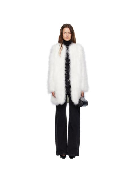 Yves Salomon White Long Feather Coat
