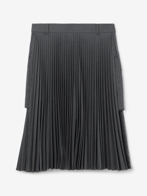 Burberry Pleated Panel Wool Blend Shorts