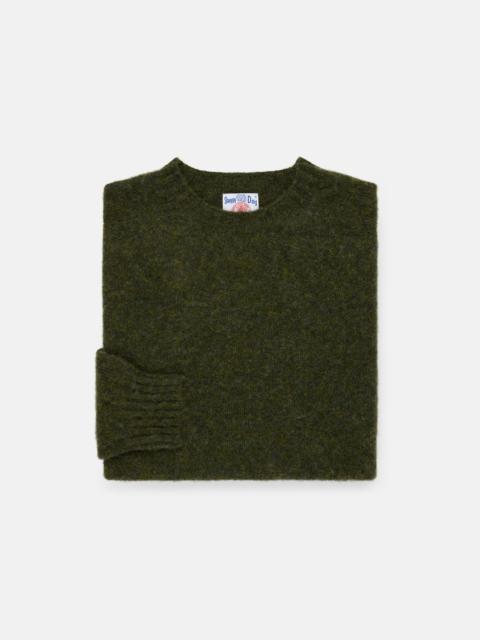J. PRESS MADE-IN-SCOTLAND DARK OLIVE SHAGGY DOG SWEATER - TRIM FIT