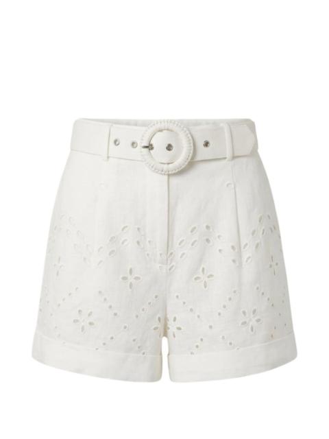 HEMANT & NANDITA Kota broderie-anglaise belted shorts