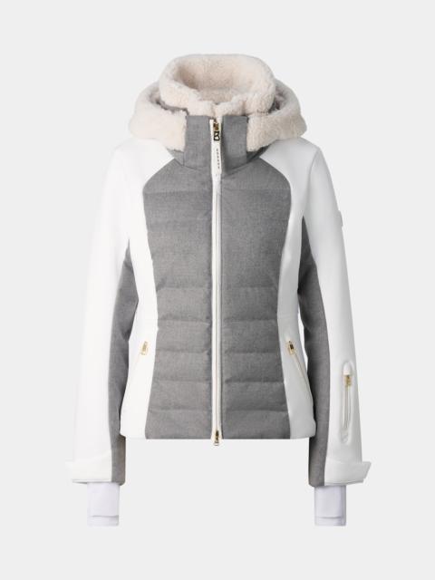 BOGNER Linn Down Ski Jacket in Light Gray/Off-White