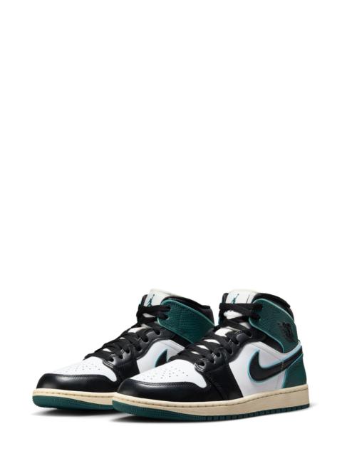 Jordan Air Jordan 1 Mid SE Basketball Sneaker in White/Black/Light Dew/Green at Nordstrom