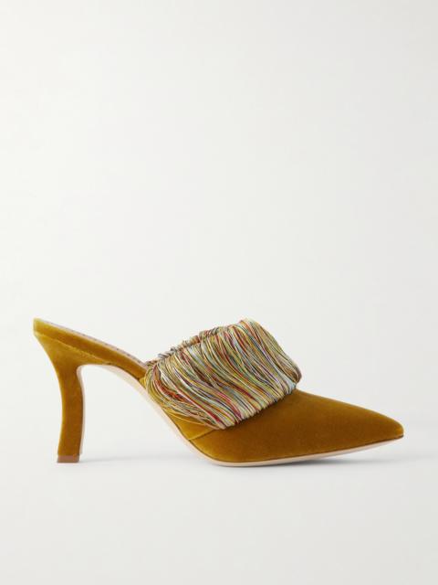 Manolo Blahnik Caldean 90 Fringed Velvet Pumps