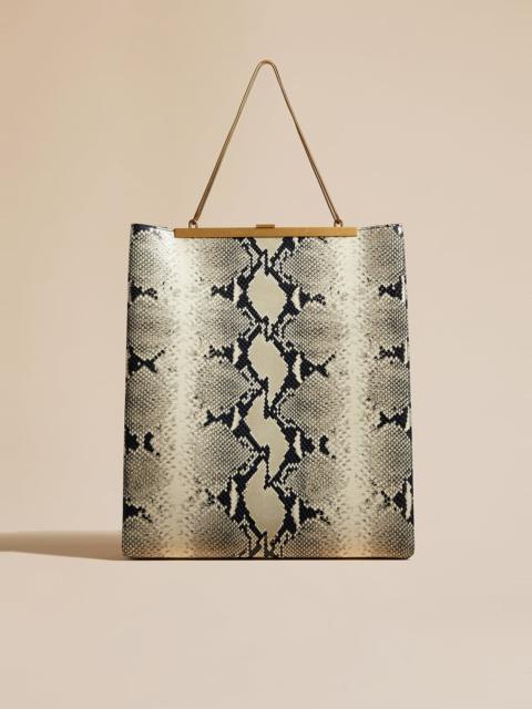 KHAITE The Augusta Chain Tote in Natural Python-Embossed Leather